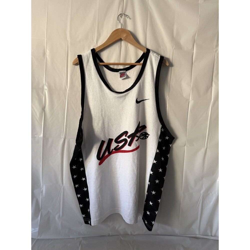 Vintage Nike USA Basketball Jersey Tank Top Stars White Black Red 90s